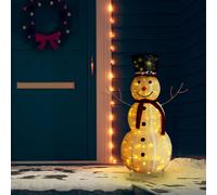 vidaXL Muñeco de nieve de Navidad con luces LED tela lujosa 120 cm