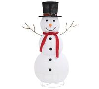 vidaXL Muñeco de Nieve, Luz Decorativa de Navidad con LED, Adorno Luminoso de Muñeco de Nieve, Decoración para Fiestas, Tela Lujosa 120 cm