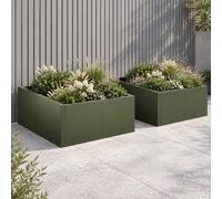 vidaXL Muro de Contención 4 uds. 100 x 100 x 40 cm Acero Verde oliva