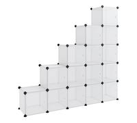 Vidaxl organizador de cubos de almacenamiento con 15 cubos y puertas, pp transparente