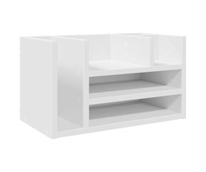 vidaXL Organizador Escritorio Madera ingeniería Blanco 44,5x24x25 cm, Almacenamiento de Escritorio, Organizador de papelería, Estante de Almacenamiento de Escritorio
