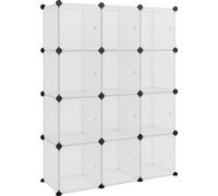 vidaXL Organizador tipo cubo con 12 compartimentos y puertas, de plástico transparente (PP)