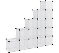 vidaXL Organizador tipo cubo con 15 compartimentos y puertas, de plástico transparente (PP)