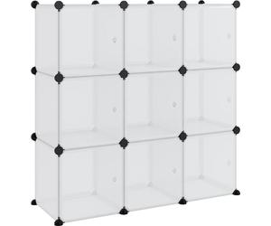 vidaXL Organizador tipo cubo con 9 compartimentos y puertas, de plástico transparente (PP)