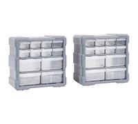 vidaXL Organizadores multicajones con 12 cajones 2 uds 26,5x16x26 cm