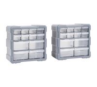 vidaXL Organizadores multicajones con 12 cajones 2 uds 26,5x16x26 cm