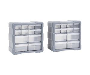 vidaXL Organizadores multicajones con 12 cajones 2 uds 26,5x16x26 cm