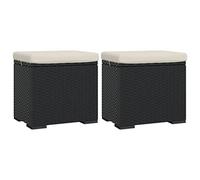 vidaXL Otomana con Cojines 2 uds Negro 40x30x40 cm ratán sintético, reposapiés otomano, reposapiés al Aire Libre, reposapiés de jardín