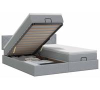 vidaXL: Otomana con estructura de cama, colchón y cabecero, 2 unidades, color gris claro, tapizada en tela