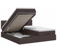 vidaXL: Otomana con estructura de cama, colchón y cabecero, 2 unidades, color marrón oscuro, tapizada en tela