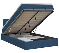 vidaXL: Otomana con estructura de cama, colchón y cabecero, color azul, 120 x 190 cm, tapizada en tela