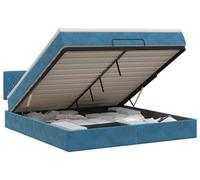 vidaXL: Otomana con estructura de cama y colchón, color azul oscuro, 140 x 190 cm, tapizada en terciopelo