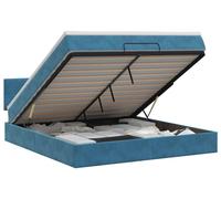 vidaXL: Otomana con estructura de cama y colchón, color azul oscuro, 140 x 200 cm, tapizada en terciopelo