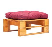 vidaXL Otomana de jardín de palés cojín rojo madera marrón miel