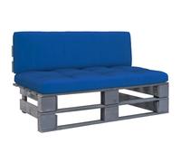 vidaXL Otomana de jardín de palets madera de pino impregnada gris en color Estampado de hojas/Verde/Azul real y más | acolchados duraderos para sofás de jardín terraza exterior