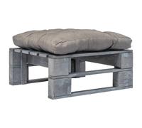 vidaXL Otomana de palés para jardín madera gris y cojín gris