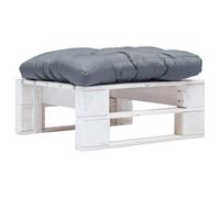 vidaXL Otomana de palets de jardín con cojín gris madera blanca