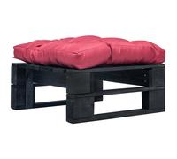 vidaXL Otomana de palets de jardín con cojín rojo madera negra