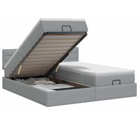 vidaXL: Otomano con estructura de cama, colchón y cabecero, 2 unidades, color gris claro, tapizado en tela