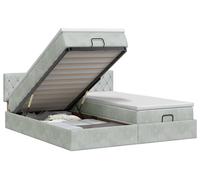 vidaXL: Otomano con estructura de cama, colchón y cabecero, 2 unidades, gris claro, terciopelo
