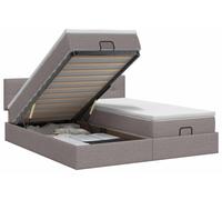 vidaXL: Otomano con estructura de cama, colchón y cabecero, 2 unidades, tapizado en tela color taupé