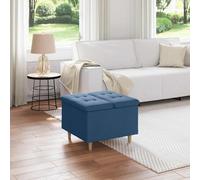 vidaXL Otomano de almacenamiento con cojín Azul 60 x 60 x 45 cm tela