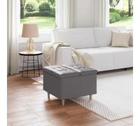 vidaXL Otomano de almacenamiento Gris 60 x 60 x 45 cm Cuero sintético