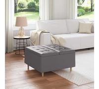 vidaXL Otomano de almacenamiento Gris 80 x 80 x 45 cm Cuero sintético