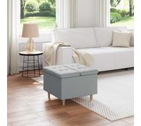 vidaXL Otomano de almacenamiento Gris Claro 60 x 60 x 45 cm tela