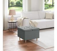 vidaXL Otomano de almacenamiento Gris oscuro 60 x 60 x 45 cm tela