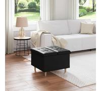 vidaXL Otomano de almacenamiento Negro 60 x 60 x 45 cm Cuero sintético