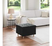 vidaXL Otomano de almacenamiento Negro 60 x 60 x 45 cm Terciopelo