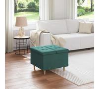 vidaXL Otomano de almacenamiento Verde oscuro 60 x 60 x 45 cm tela