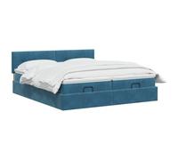 vidaXL Ottomaanse Bed met LED Matras Donkerblauw 180 x 200 cm