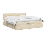 vidaXL Ottomaanse Bed pone Matras en LED Cremekleurig 140 x 200 cm Stof