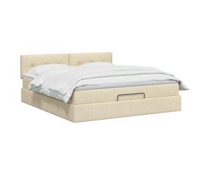 vidaXL Ottomaanse Bed pone Matras en LED Cremekleurig 140 x 200 cm Stof