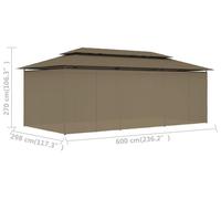 vidaXL Pabellón con cortinas, 600x298x270 cm, color beige, 180 g/m²