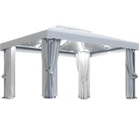 vidaXL Pabellón con cortinas y guirnaldas de luces LED, 4x3 metros, color crema
