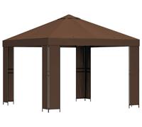 vidaXL Pabellón de 3 x 3 metros, color marrón, fabricado en poliéster y acero, con una densidad de 190 g/m²