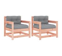 Vidaxl Pack 2 Sillones de Jardín con Cojines de Asiento en Madera Maciza de Pino Natural douglas