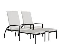 vidaXL Tumbona con reposapiés de ratán sintético Marrón - Pack de 2
