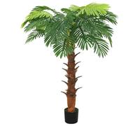 vidaXL Palma Cicas artificial con maceta 160 cm, verde, madera maciza y plástico, 28 hojas