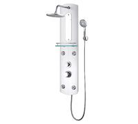 vidaXL Panel de Ducha Torre Aseo Cuarto de Baño Inodoro Alcachofa Cascada Chorros de Masaje Termostato Moderno 25x43x110 cm Plateada