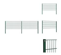 vidaXL Panel de valla con postes de hierro, 3,4 x 0,8 m, color verde - Paneles de valla
