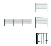 vidaXL Panel de valla con postes de hierro, 5,1 x 0,8 m, color verde - Paneles de valla