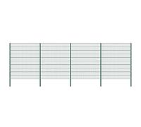 vidaXL Panel de valla con postes de hierro 694,5x200 cm verde