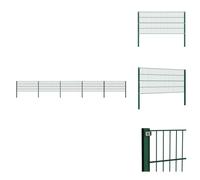 vidaXL Panel de valla con postes de hierro, 8,5 x 0,8 m, color verde - Paneles de valla