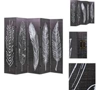 vidaXL Panel divisor de ambientes plegable, 200 x 170 cm, con plumas, color y blanco - Divisor de ambientes