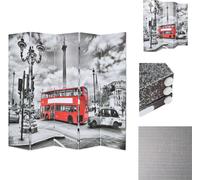vidaXL Panel divisor de ambientes plegable, 200 x 170 cm, diseño "Autobús de Londres", blanco y - Panel divisor de ambientes