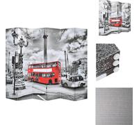 vidaXL Panel divisor de ambientes plegable, 228 x 170 cm, diseño "Autobús de Londres", blanco y - Panel divisor de ambientes